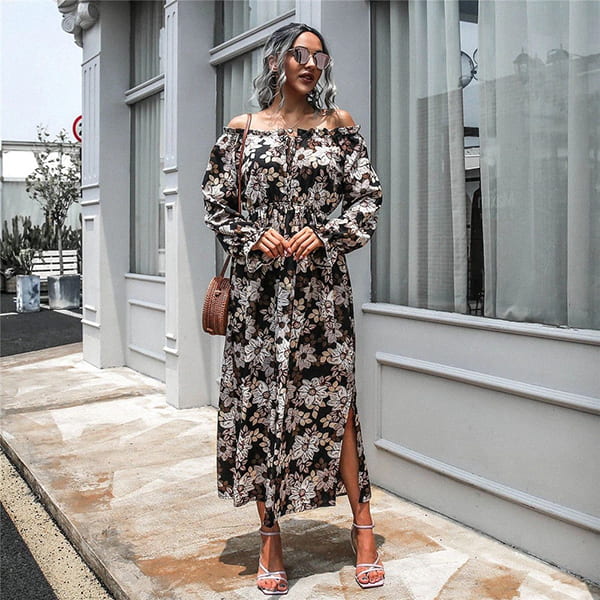 Floral Halter Dress Long