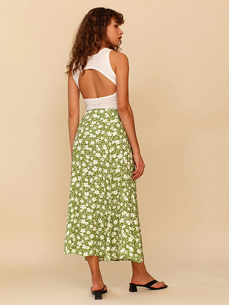 Floral High Waist Long Skirt - Image 3