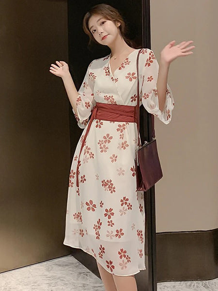 Floral Kimono Dress Long - Image 3
