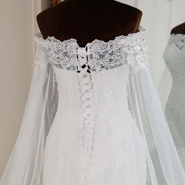 Floral Lace Backless Wedding Dress - Image 4