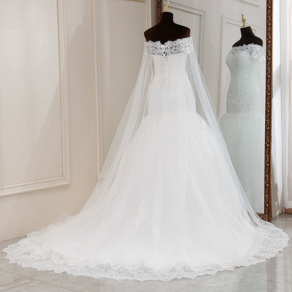 Floral Lace Backless Wedding Dress - Image 3