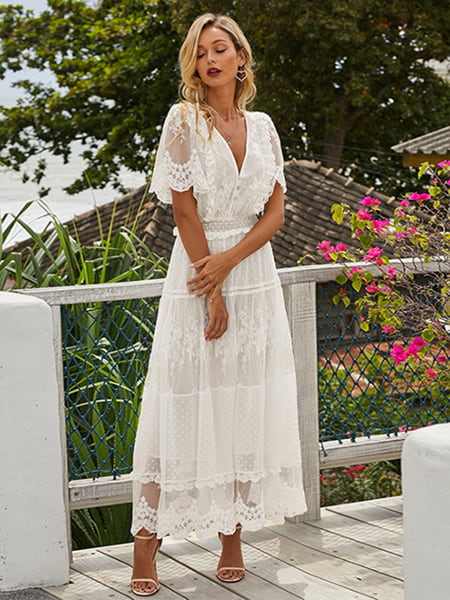 Floral Lace Dress Long - Image 3