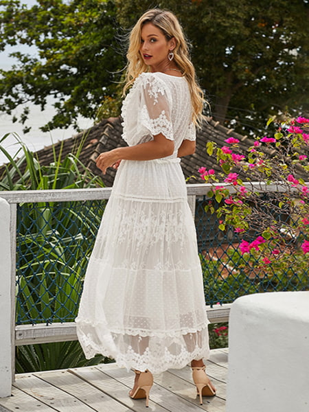 Floral Lace Dress Long - Image 4