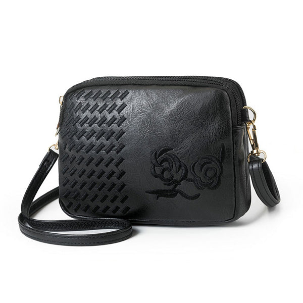 Floral Leather Shoulder Bag