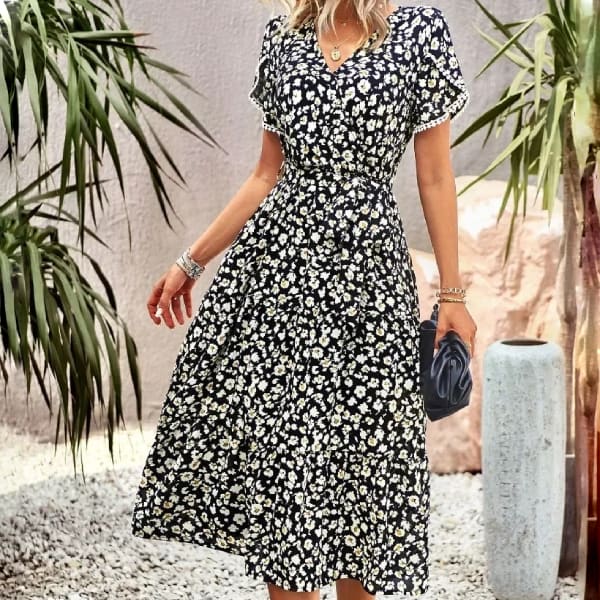 Floral Long Cocktail Dress