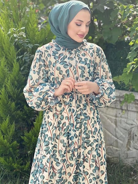 Floral Long Dresses Hijab - Image 4