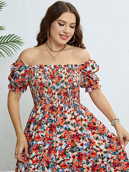 Floral Long Sleeve Dress with Large Print - Image 4