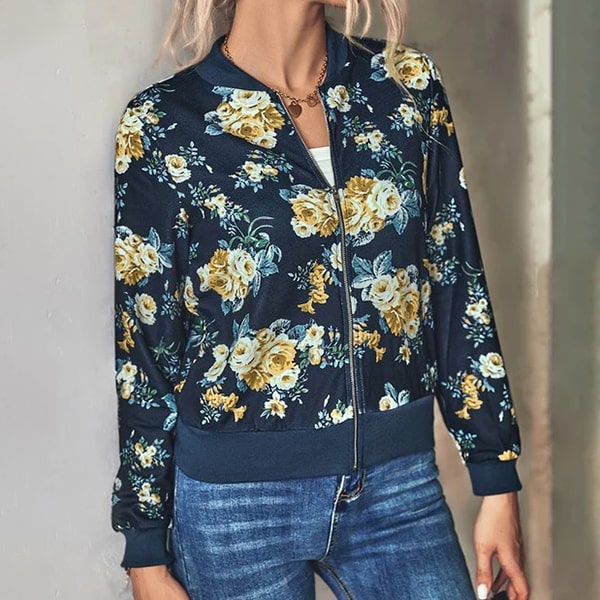 Floral Navy Blue Jacket - Image 3