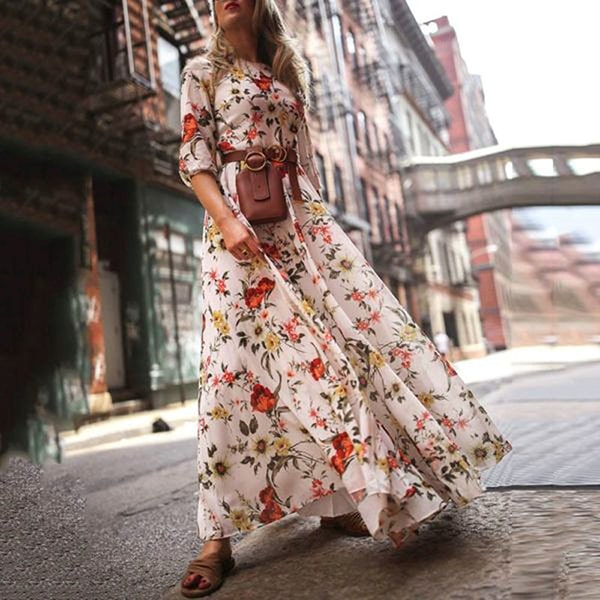 Floral Pattern Long Dress - Image 4