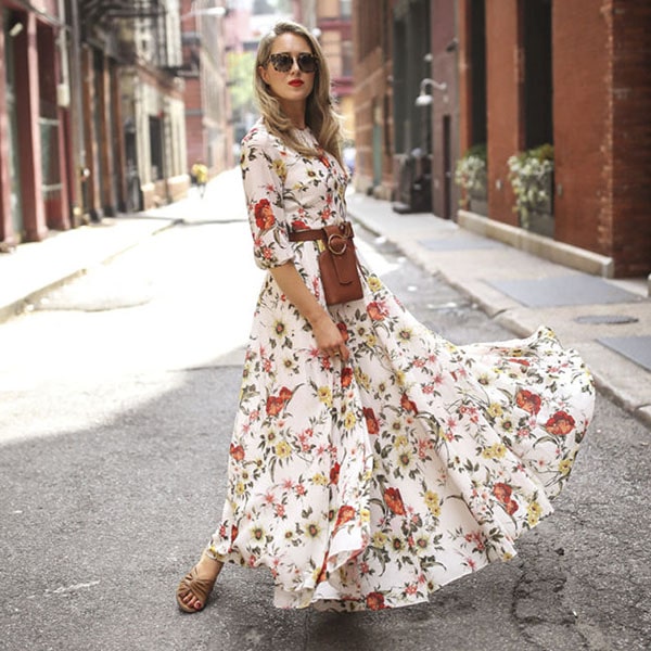 Floral Pattern Long Dress