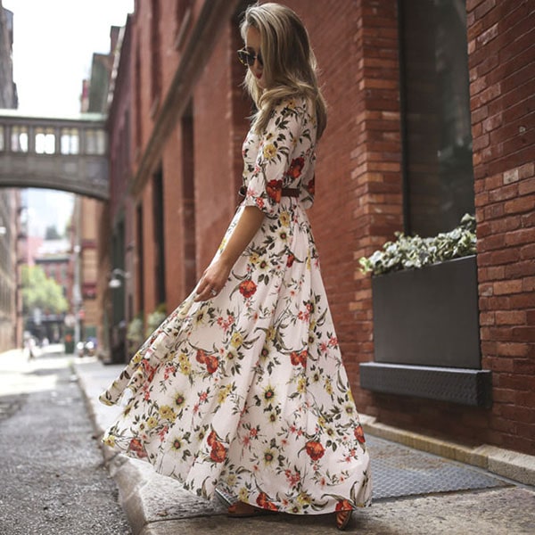 Floral Pattern Long Dress - Image 5