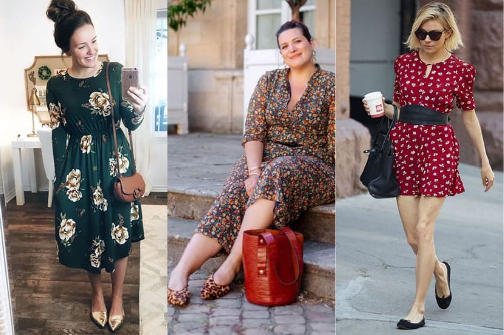 Floral print dress with ballerina