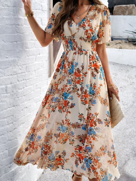 Alternative view of Floral Print Long Dress with Sleeves
