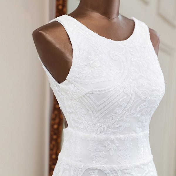 Floral Sheath Wedding Dress - Image 4