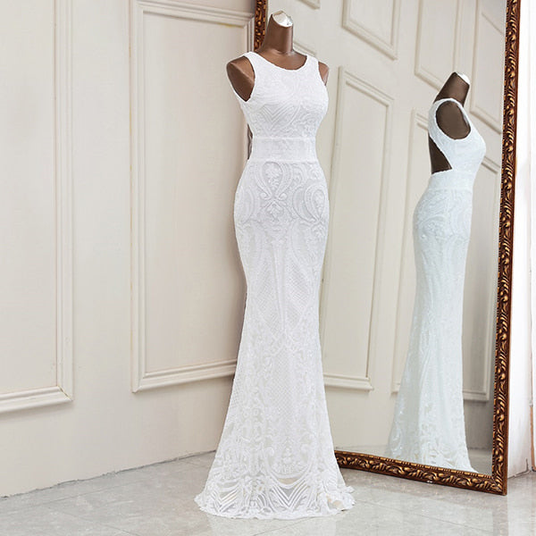 Floral Sheath Wedding Dress - Image 3