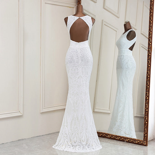 Floral Sheath Wedding Dress - Image 5