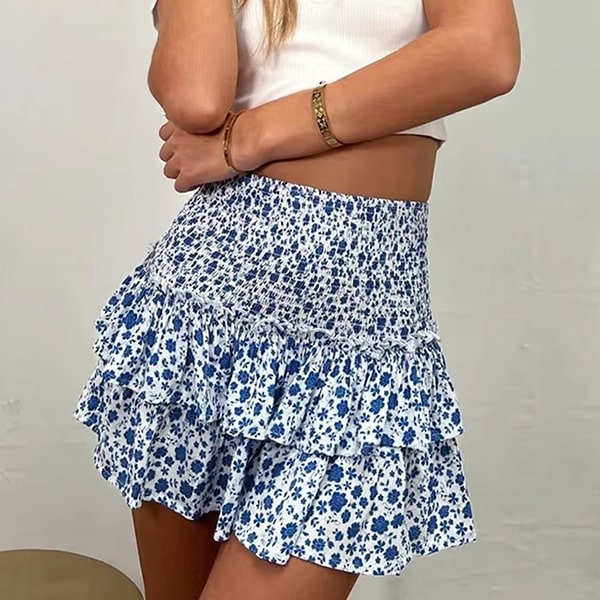 Floral Smocked Mini Skirt
