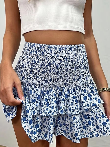 Floral Smocked Mini Skirt - Image 3