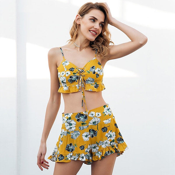 Floral Top and Shorts Set