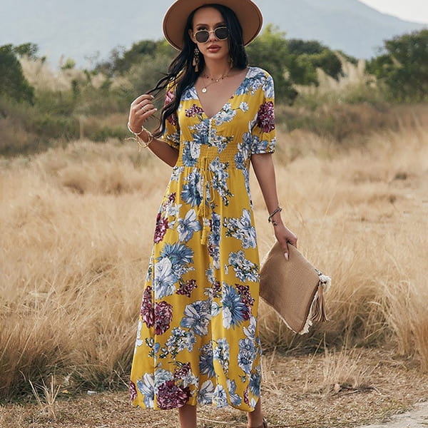 Floral Wedding Dress With Blue - Image 4