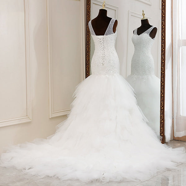 Floral Wedding Dress with Ruffles - Image 3