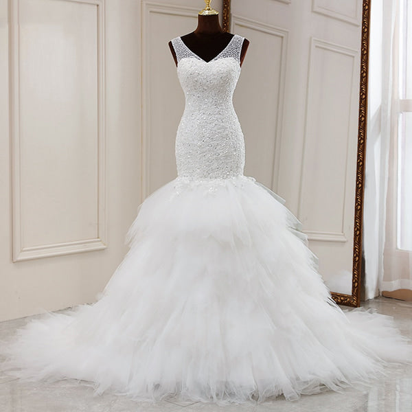 Floral Wedding Dress with Ruffles