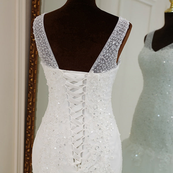 Floral Wedding Dress with Ruffles - Image 4