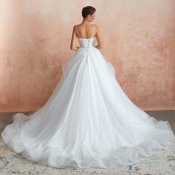 Floral Wedding Dress with Straps - Image 3