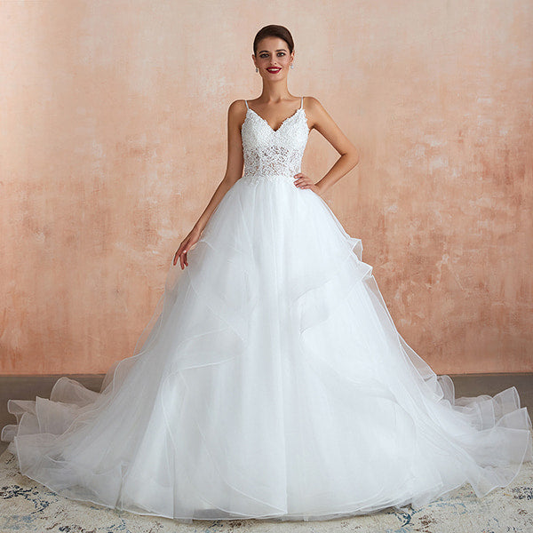 Floral Wedding Dress with Straps