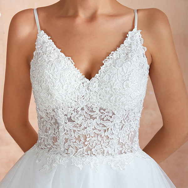 Floral Wedding Dress with Straps - Image 5