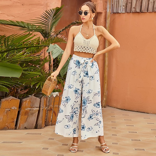Alternative view of Floral White Pants