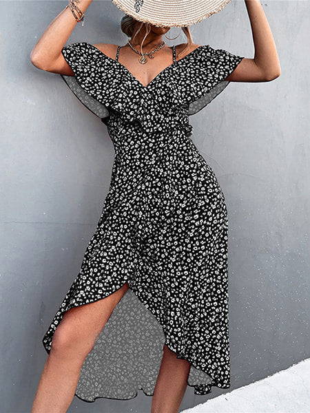 Floral Wrap Dress Long - Image 3