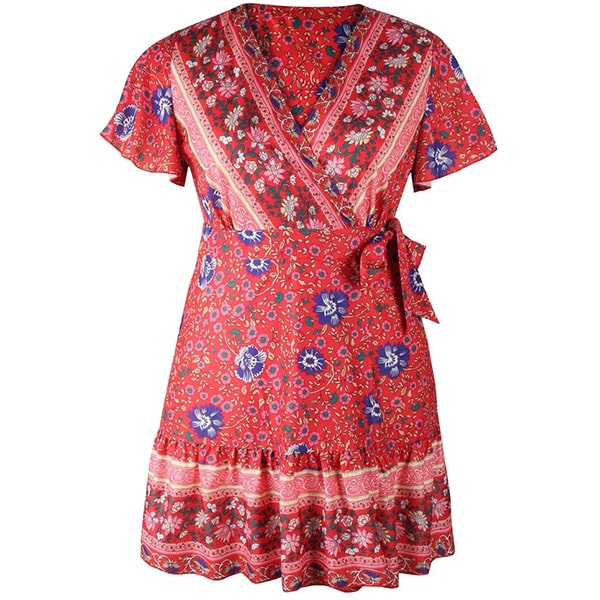 Floral Wrap Dress Short Sleeve - Image 5