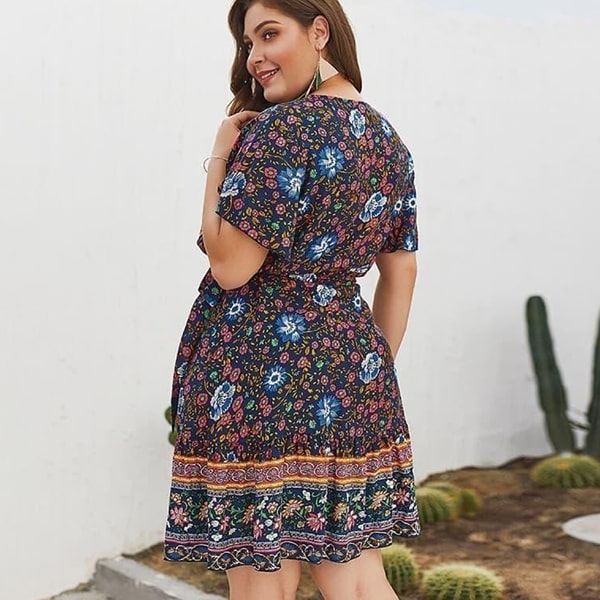 Floral Wrap Dress Short Sleeve - Image 4