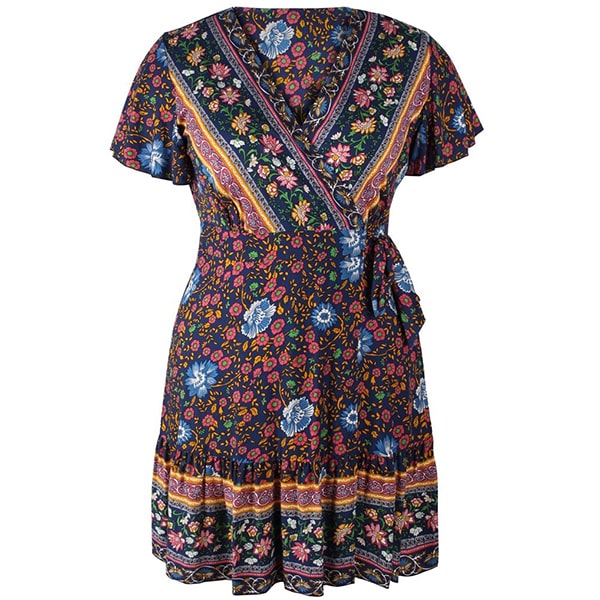 Floral Wrap Dress Short Sleeve - Image 6
