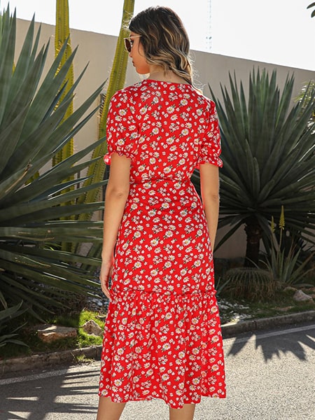 Floral Wrap Maxi Dress with Ruffles - Image 5