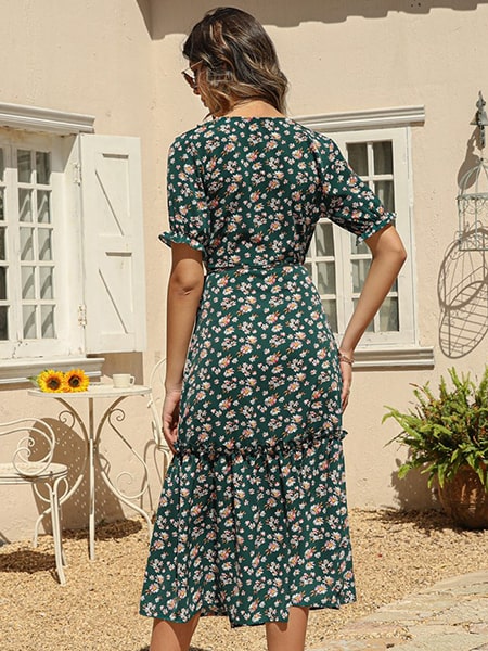 Floral Wrap Maxi Dress with Ruffles - Image 6