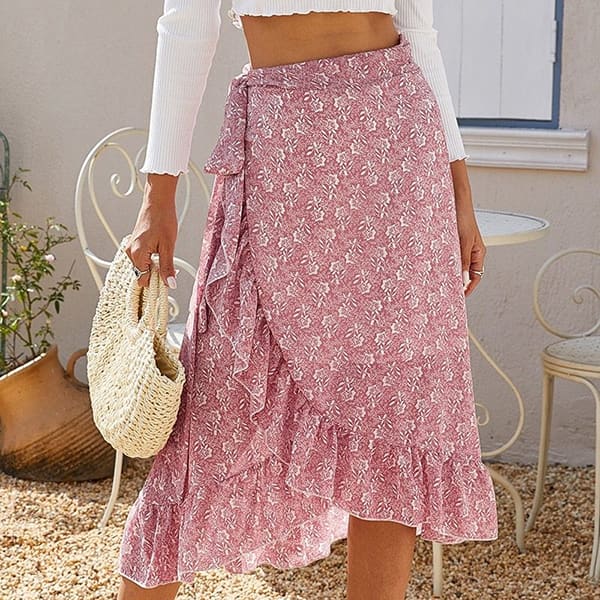 Floral Wrap Skirt - Image 3