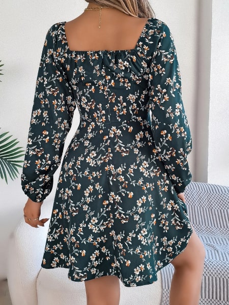 Flowy Floral Short Dress - Image 4
