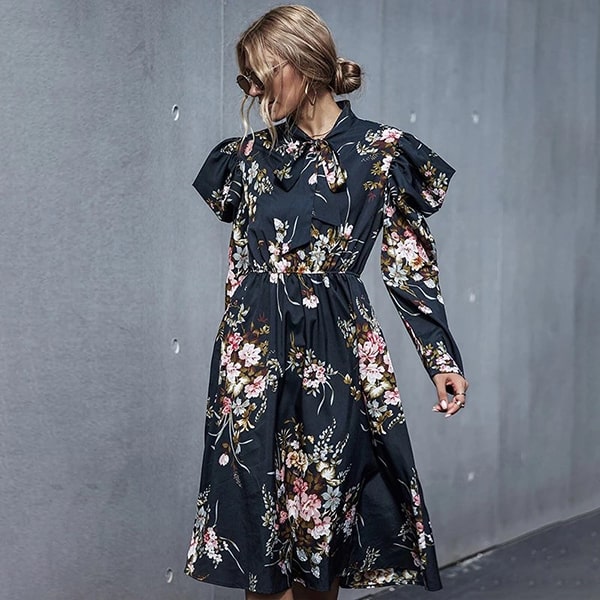 Gigot Sleeve Flower Dress - Image 3
