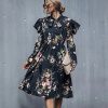 Gigot Sleeve Flower Dress