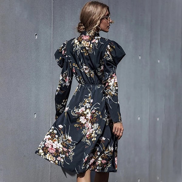 Gigot Sleeve Flower Dress - Image 4