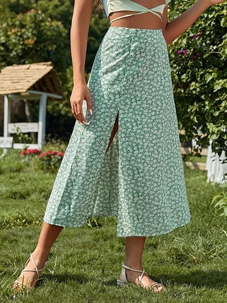 Green Floral Skirt Set - Image 3