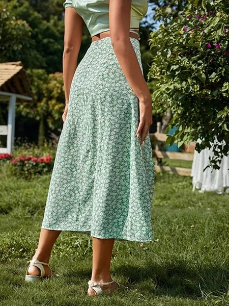 Green Floral Skirt Set - Image 4