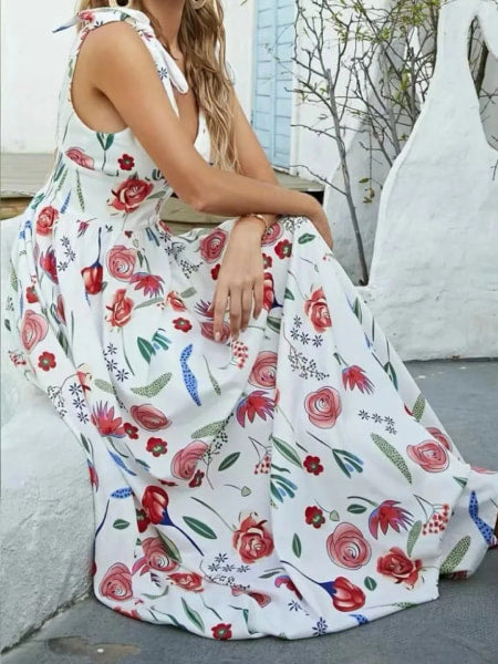 Halter Top Floral Long Dress - Image 3