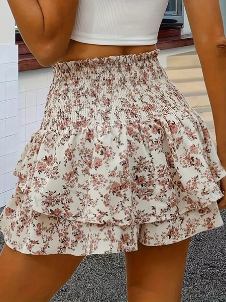 High Waist Floral Shorts - Image 3