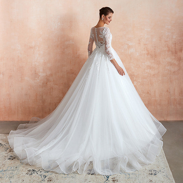 Ivory Floral Wedding Dress - Image 4
