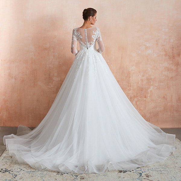 Ivory Floral Wedding Dress - Image 3