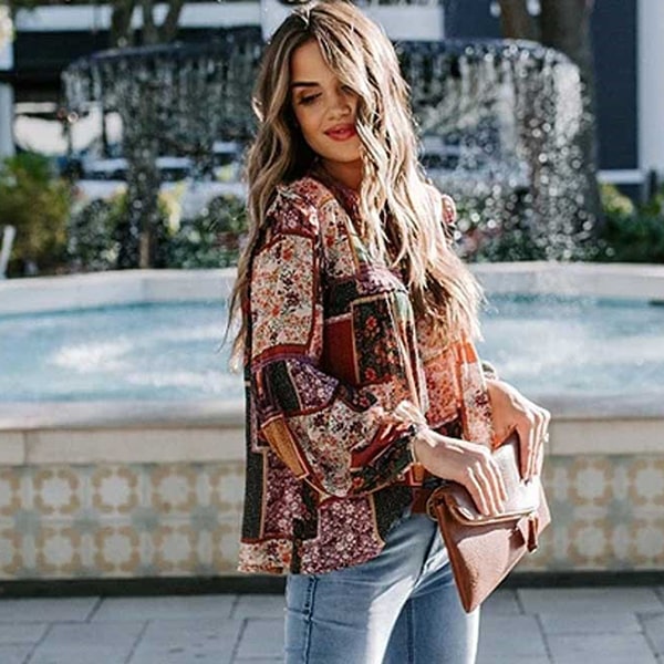 Large Floral Print Blouse - Image 3