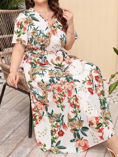 Large Floral Print Long Dress - Image 3